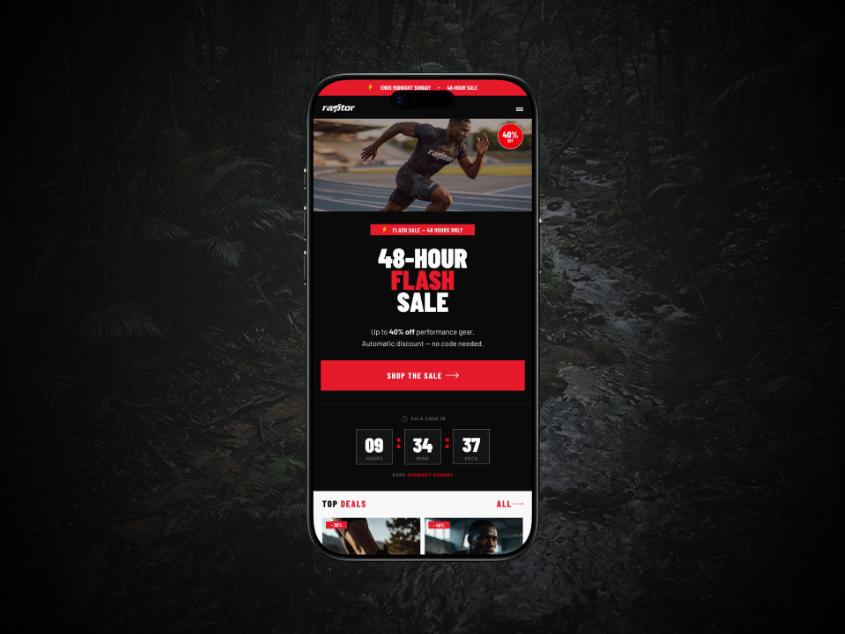 Raptor Athletics — 48-Hour Flash Sale (Mobile)