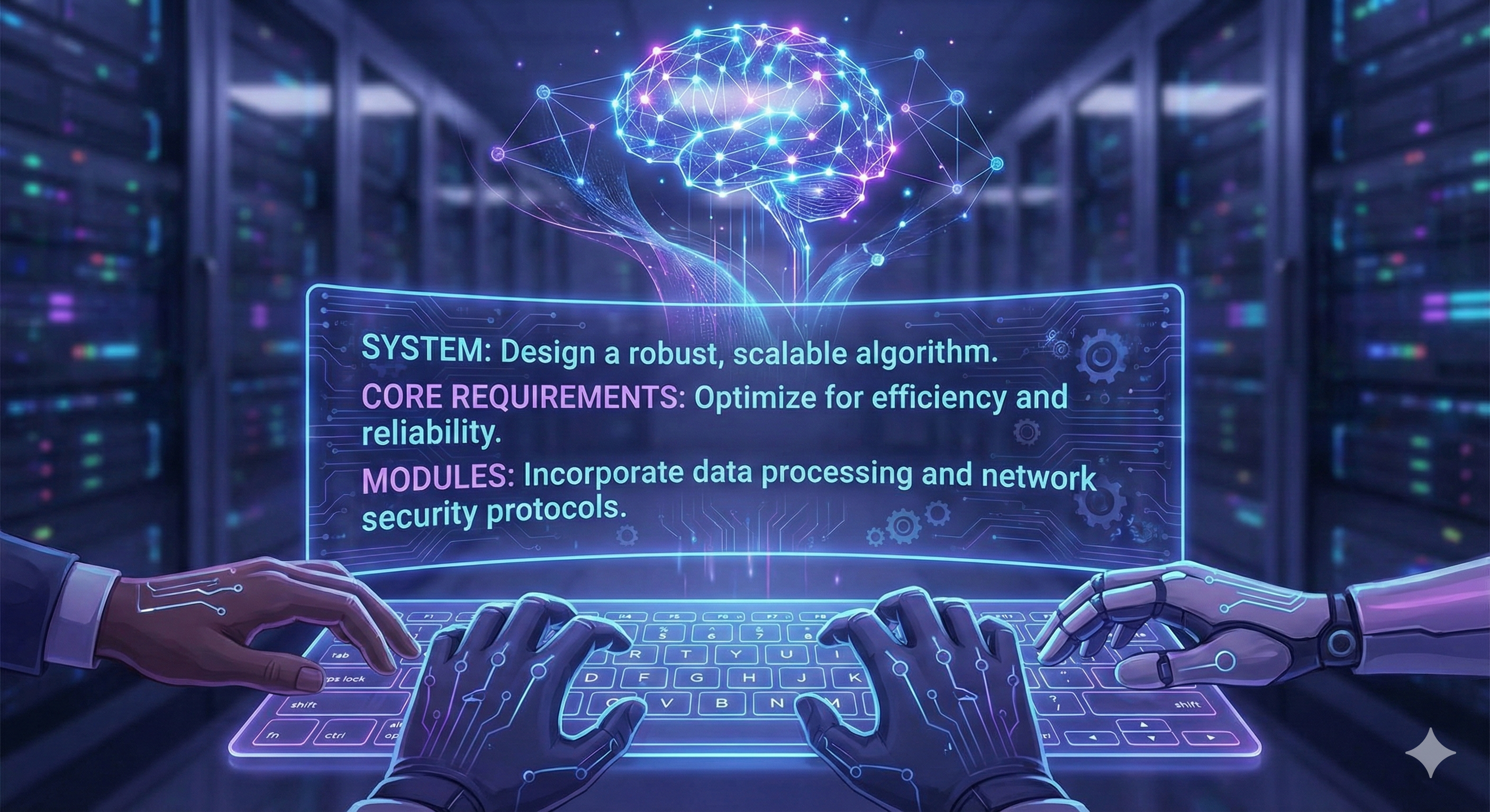 AI prompt engineering concept - illustration of a person interacting with a large language model