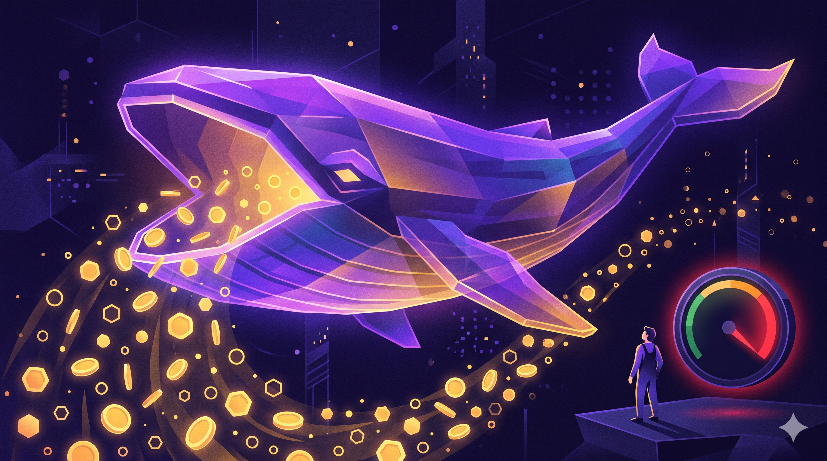 A huge model devouring a stack of tokens while a developer watches the usage meter