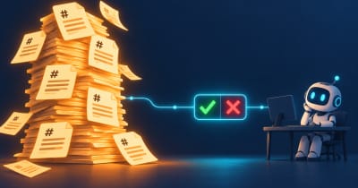 A stack of Markdown documents piled in front of an agent waiting to write code