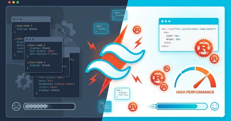 Tailwind CSS 4 performance - Rust engine optimization illustration