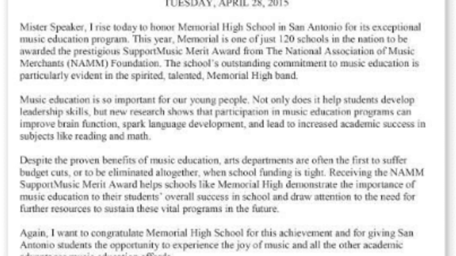 We Must all Rise to Honor Schools for their Exceptional Music Education Programs