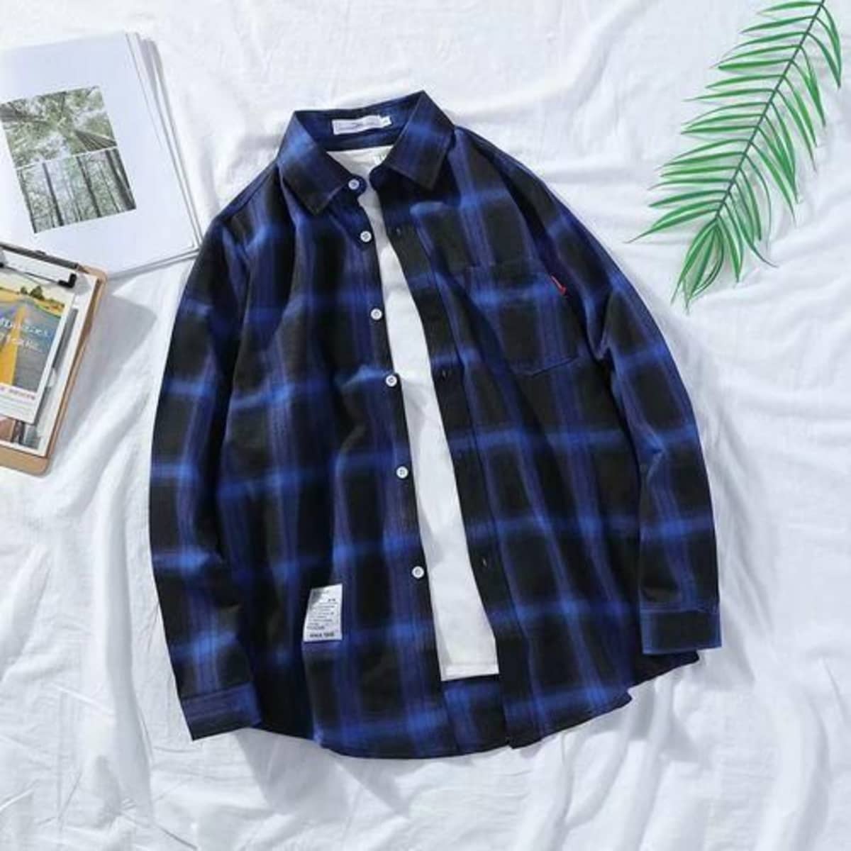 Checkered shirt.