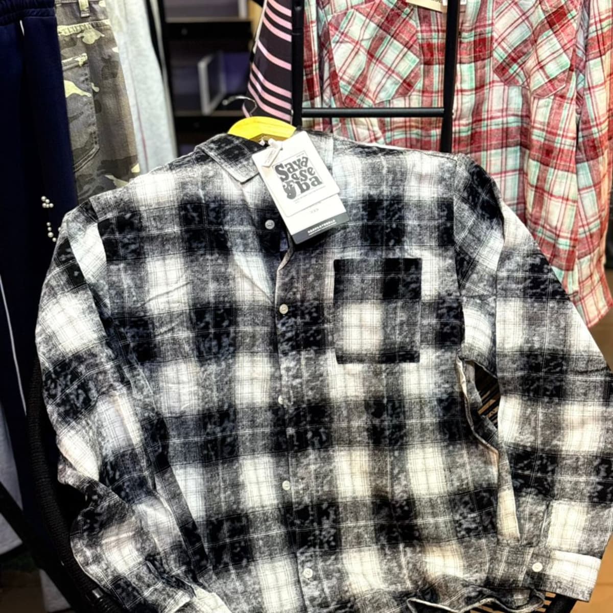 Savase Ba Washed Plaid Flannel Shirt