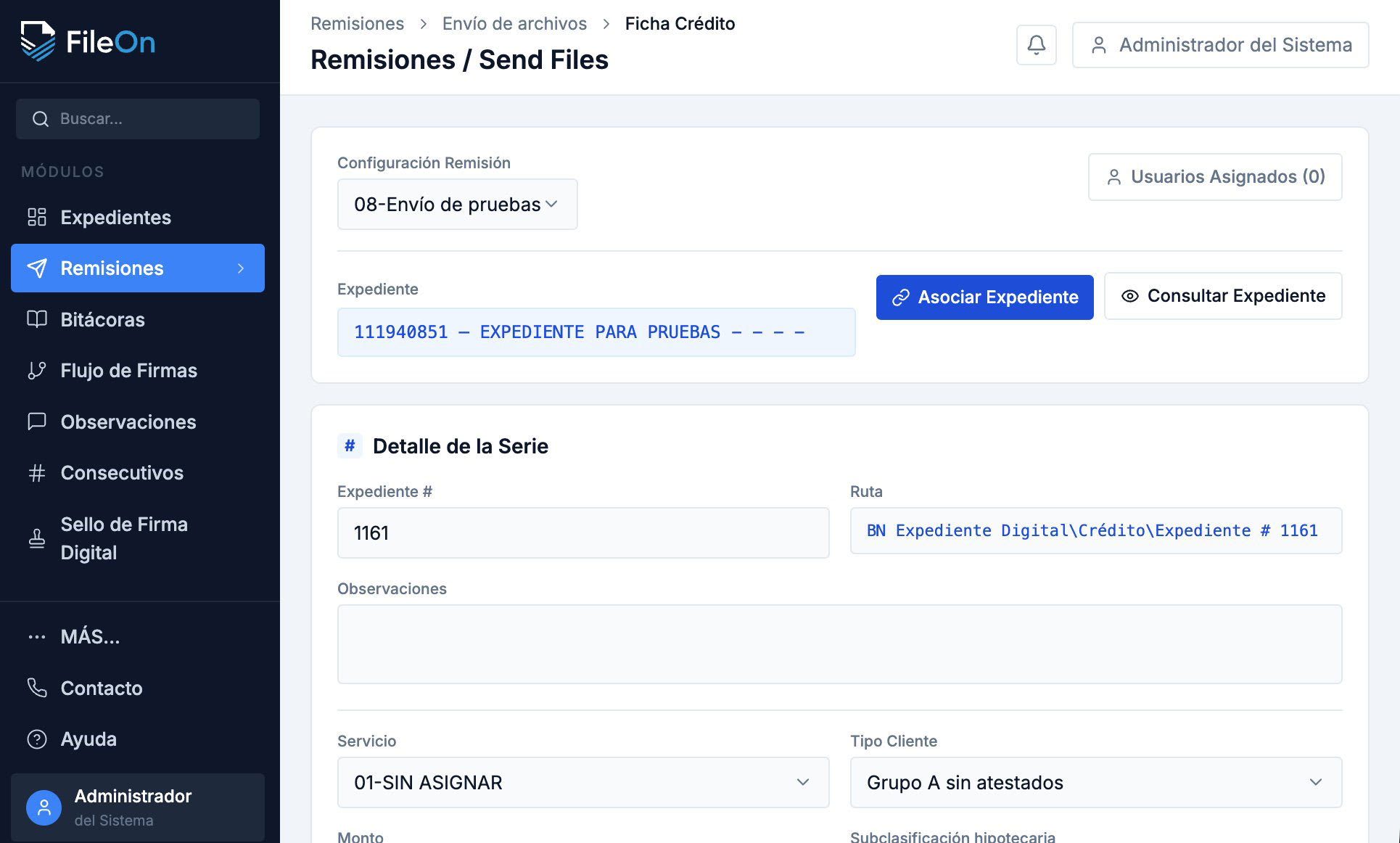 Plataforma FileOn — vista 2