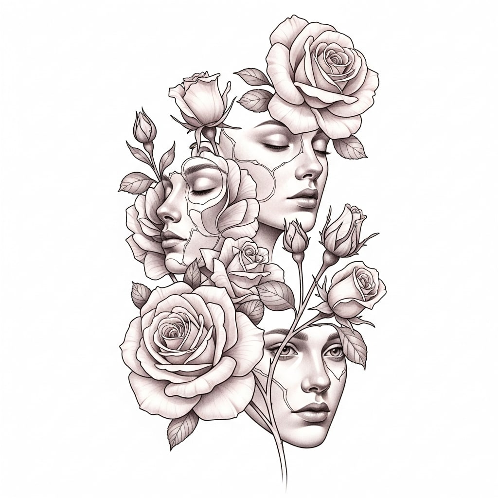 Tatouage rose - Inspirations uniques et Signification, image size:1024x1024