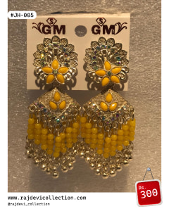 Premium Traditional Floral Jhumka Earrings with Bead Fringe by Rajdevi Collection — Jewellery — Rajdevi Collection
