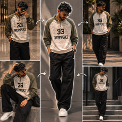 Men's DreamPeace 33 Printed Half-Zip Sweatshirt | Premium Winter Casual Pullover