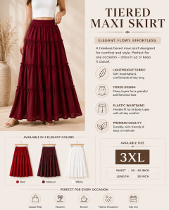 Women's White Tiered Maxi Skirt by Generic — Womens — Rajdevi Collection