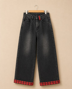 Women's Black Wide Leg Denim Jeans
