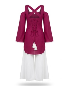 Women's Indo-Western Cold-Shoulder Magenta Tunic Kurta