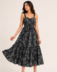 Women's Black Paisley Printed Sleeveless Maxi Dress — Womens — Rajdevi Collection