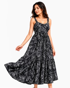 Women's Black Paisley Printed Sleeveless Maxi Dress — Womens — Rajdevi Collection