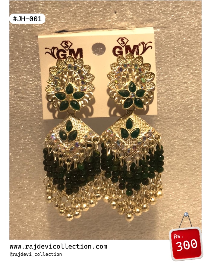 Premium Traditional Floral Jhumka Earrings with Bead Fringe