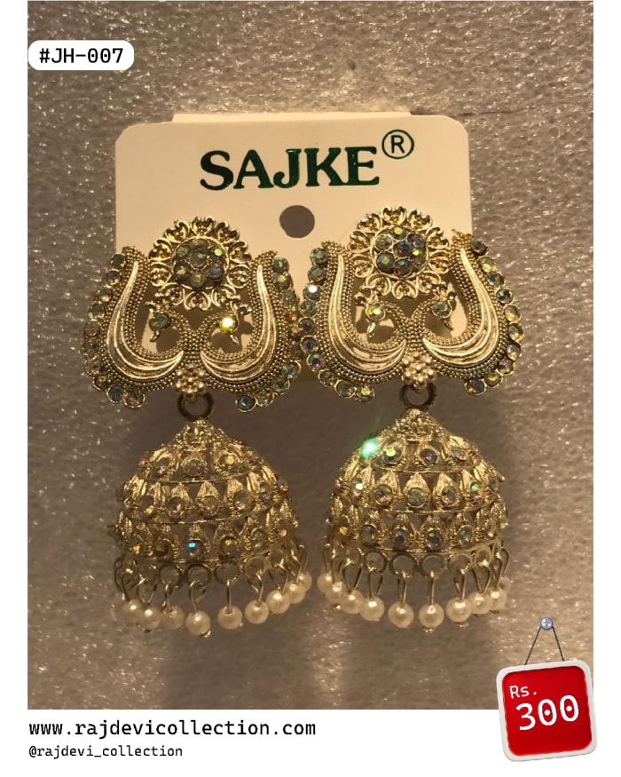 Premium Traditional Heart Motif Jhumka Earrings with Bead Fringe