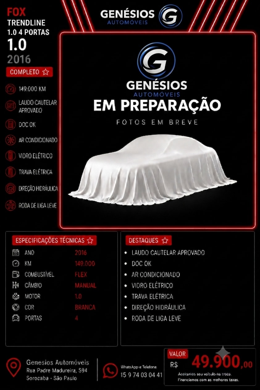 FOX TRENDLINE 1.0 2016 COMPLETO 4PORTAS