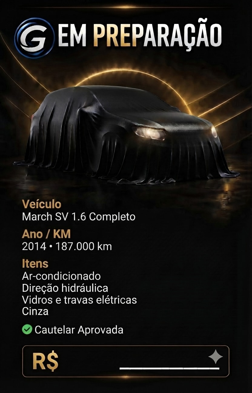 NISSAN - MARCH SV 1.6 2014 CINZA COMPLETO