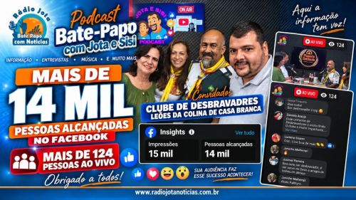 PODCAST BATE-PAPO COM JOTA E SISI RECEBE DIRETOR DO CLUBE DE DESBRAVADORES LEÕES DA COLINA E ALCANÇA MAIS DE 14 MIL PESSOAS