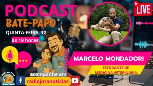 Podcast Bate Papo com Jota e Sisi recebe Marcelo Mondadori, o “cara dos bichos”, nesta quinta-feira (12)