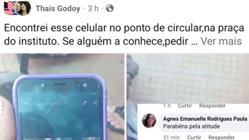 Moradora de Casa Branca dá exemplo de honestidade ao encontrar celular e buscar a dona nas redes sociais