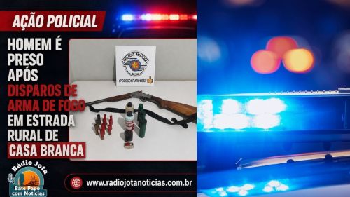 Homem é preso após disparos de arma de fogo em estrada rural de Casa Branca