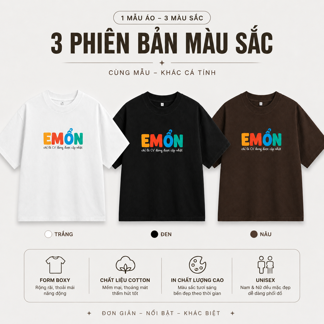 "Em Ổn" Áo Thun sợi chập Cotton 250 GSM 4