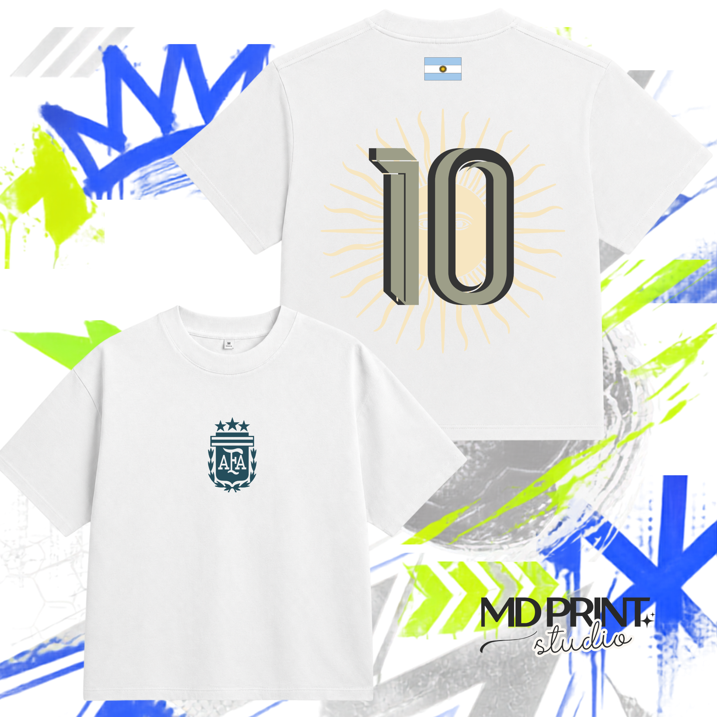 Áo Boxy Argentina No.10 – Albiceleste Sun Tee