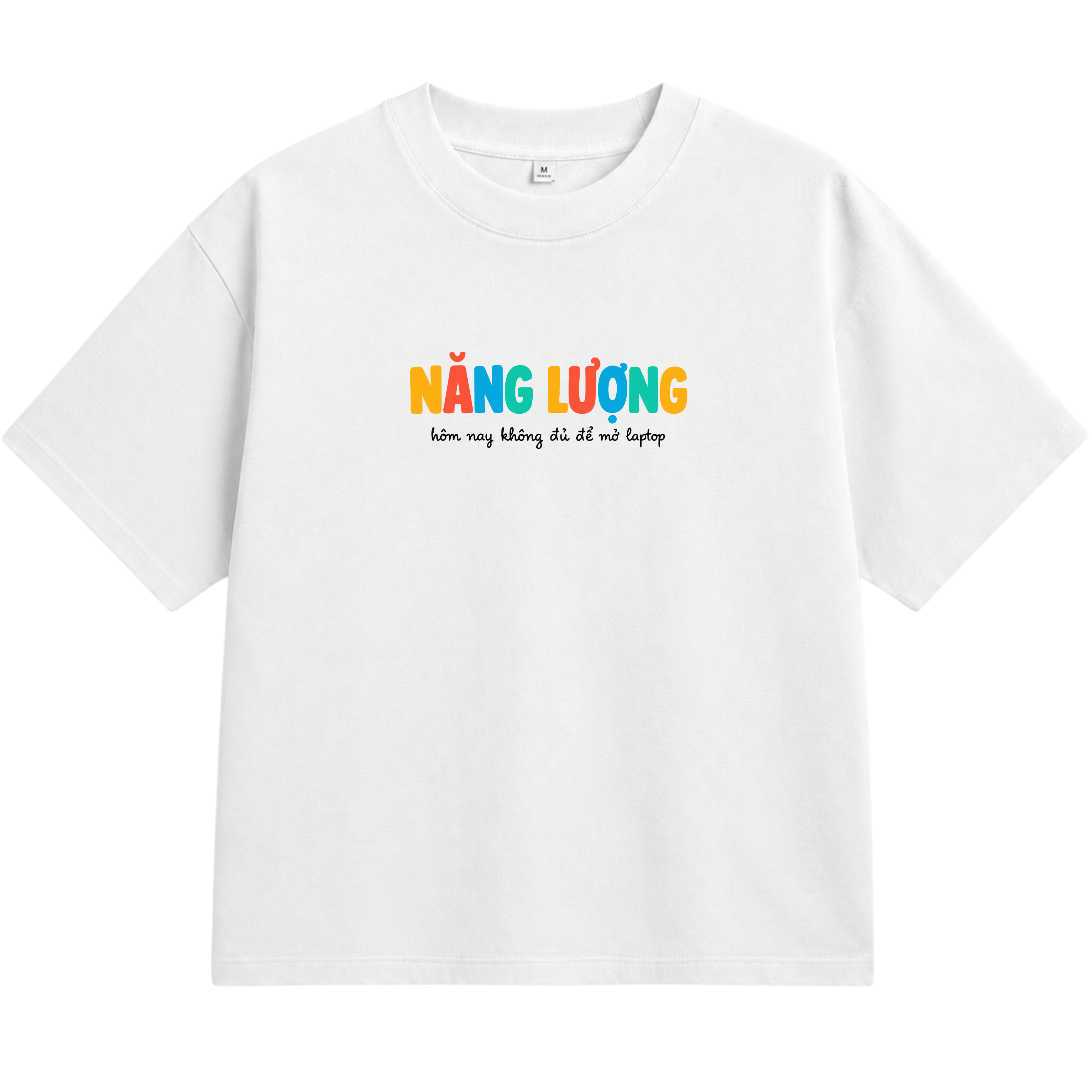 Áo Thun "Năng Lượng Hôm Nay Không Đủ Để Mở Laptop" – Áo Unisex In Chữ Hài Hước