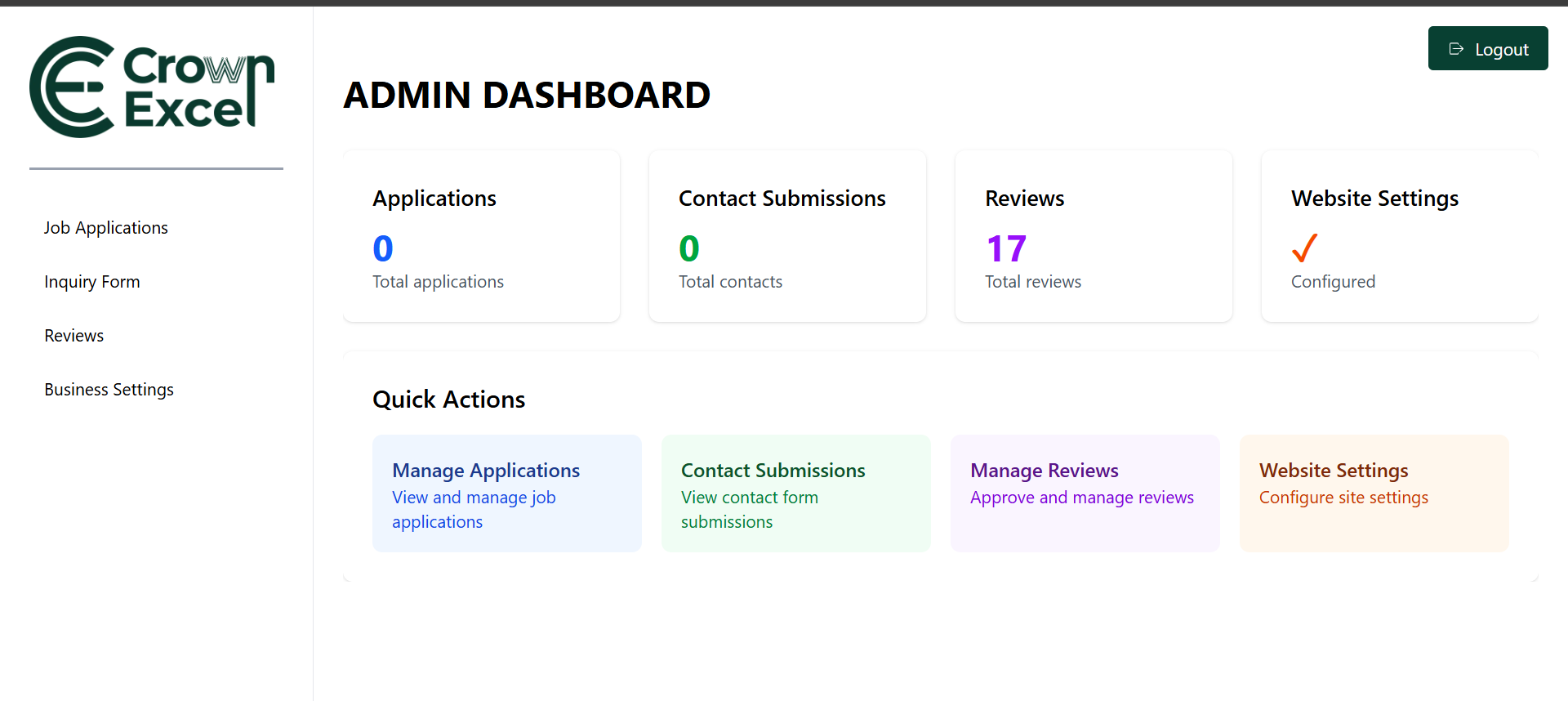 Admin Panel - Crown Excel