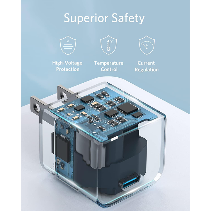 Anker PowerPort III 20W - شاحن سريع مكعب بمخرج USB-C - 20 واط - أبيض ( دولي ) - 3