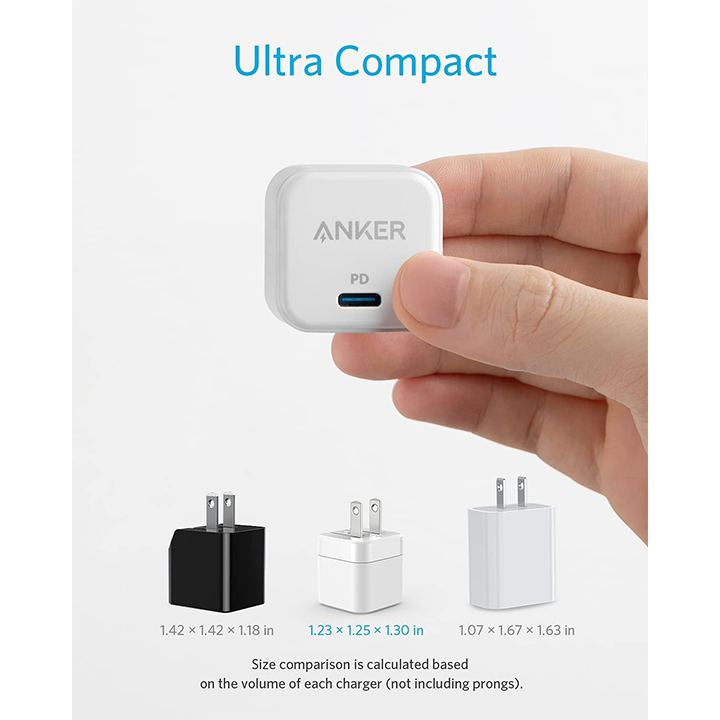 Anker PowerPort III 20W - شاحن سريع مكعب بمخرج USB-C - 20 واط - أبيض ( دولي ) - 4