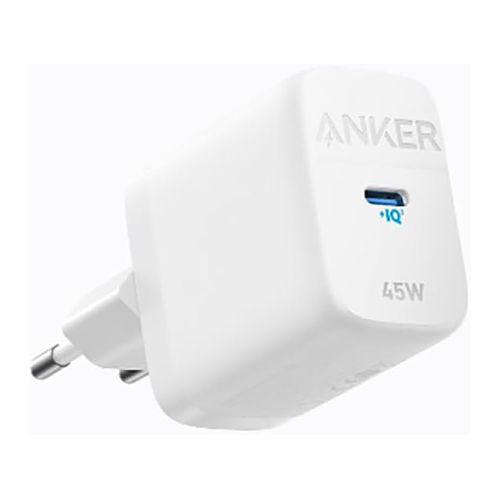 Anker 313 Charger (45W) - شاحن سريع بمخرج USB-C - متوافق مع شحن سامسونج السريع - أبيض