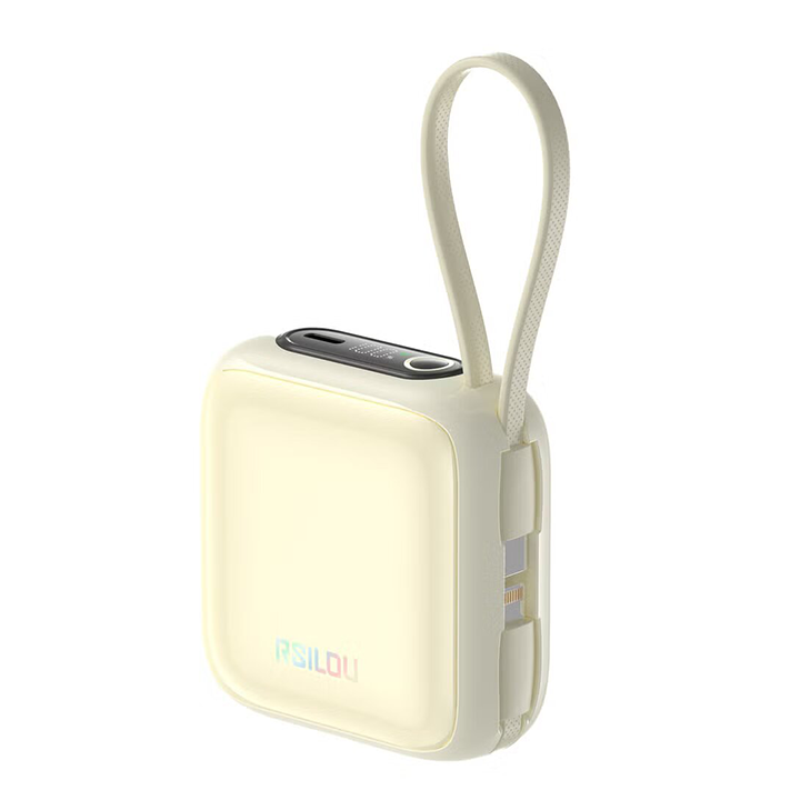 R1021-001 Power Bank - بنك طاقة 10000 مللي أمبير - كابلات مدمجة - شاشة رقمية - شحن سريع 22.5 واط