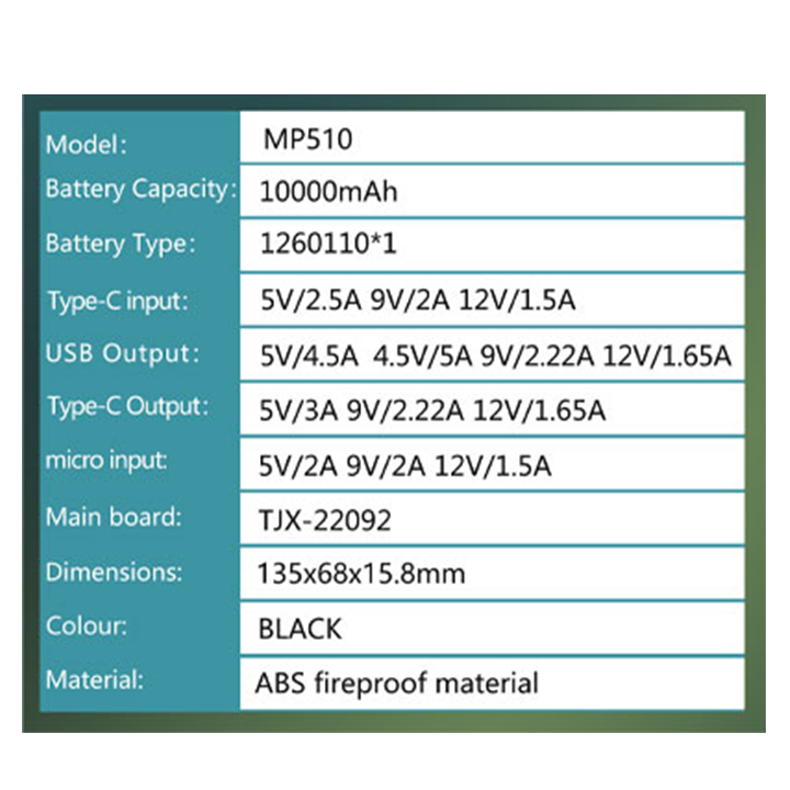 E-train MP510 - باور بانك 10000 مللي أمبير - أسود - 4