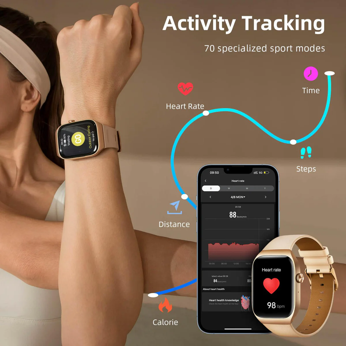ساعة Mibro T2 الذكية - شاشة AMOLED كبيرة، مكالمات، GPS مدمج، تتبع متقدم للجبال - معصم ذكي متكامل - 5