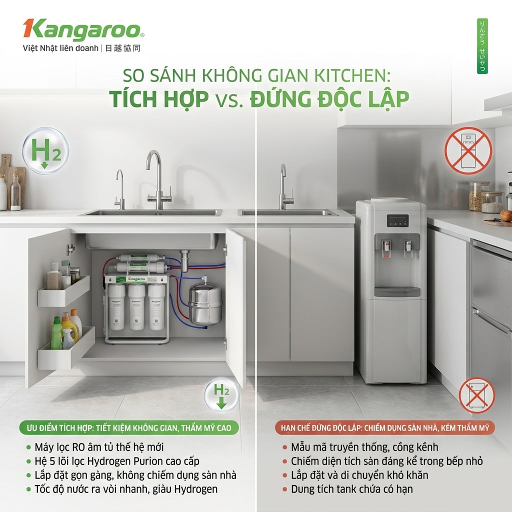 Nên Mua Máy Lọc Nước Âm Tủ Bếp Hay Tủ Đứng Cho Bếp Chung Cư, Nhà Phố?