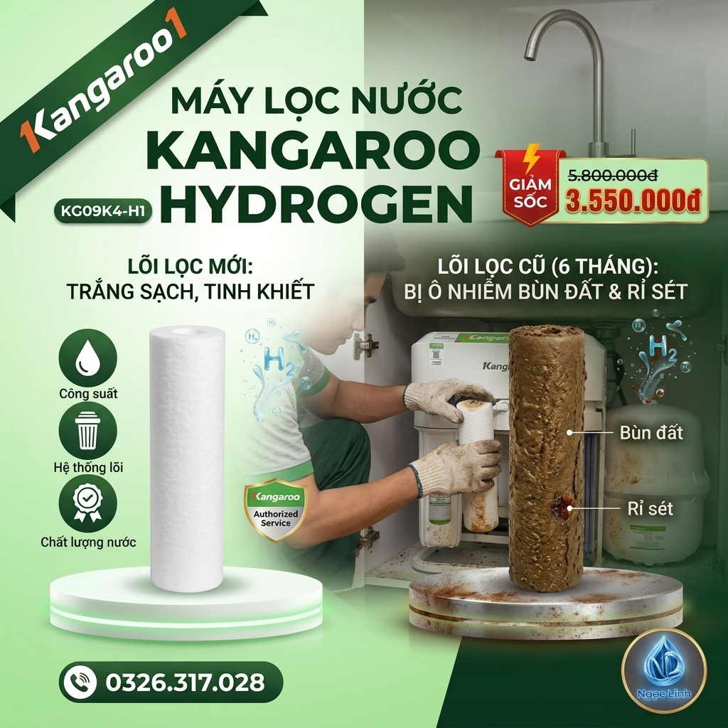 Bảng Giá Thay Lõi Máy Lọc Nước Âm Tủ Bếp Karofi, Kangaroo Định Kỳ