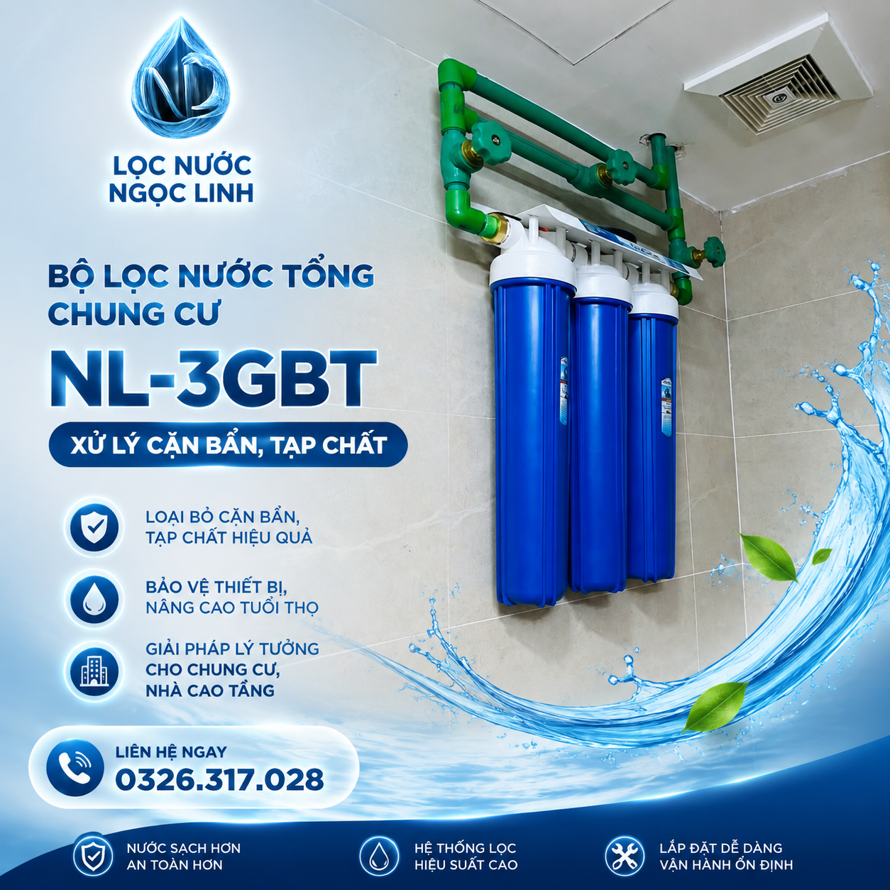 Bộ Lọc Nước Tổng Chung Cư NL-3GBT