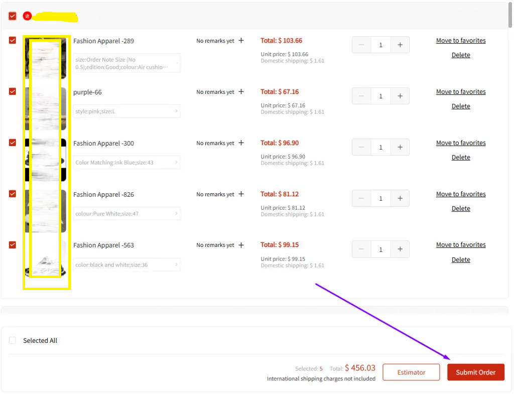Product Selection Interface