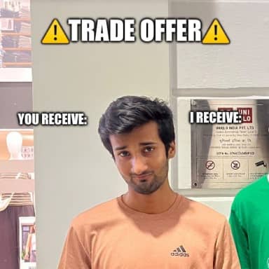 Amrit's Offer meme template: A trade-offer scene with a centered subject and the visual language of exchanging one thing for another.