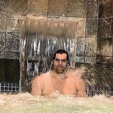 The Great Khali meme template: A large wrestler-like figure in a water scene, creating an exaggerated visual contrast for a short caption.