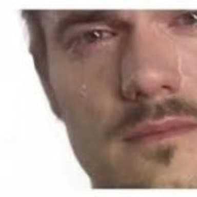 Bro Please Bro meme template: Close-up of a man's face, crying with tears streaming down his cheeks.