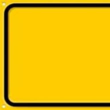 Blank Yellow Sign meme template: A blank yellow rectangular sign with rounded corners, surrounded by a thick black border.