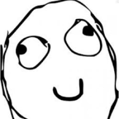 Derp meme template: A drawing of a cartoonish face with a vacant, upward gaze and a slight smile.