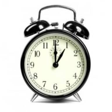 Alarm Clock meme template: A classic analog alarm clock with two bells on top.