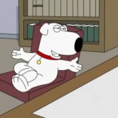 Brian Griffin meme template: Brian Griffin sits relaxed in a chair, arms spread wide.