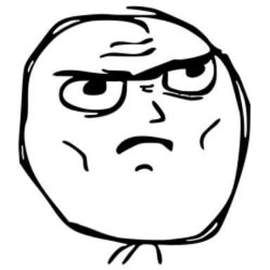 Determined Guy Rage Face meme template: A hand-drawn meme face showing a character with furrowed brows, narrowed eyes looking upwards and to the side, and a determined, slightly annoyed expression.