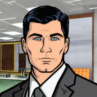 Do You Want Ants? meme template: A close-up of a man's face, Archer from the animated series "Archer", with bright blue eyes and a stern expression, set against an office background.