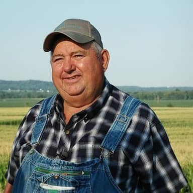 But It's Honest Work meme template: A man in overalls and a plaid shirt standing in a field, smiling.