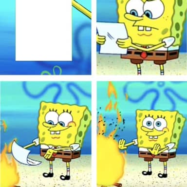 Spongebob Burning Paper meme template